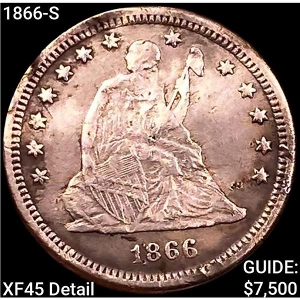 1866-S Seated Liberty Quarter NEARLY UNCIRCULATED
