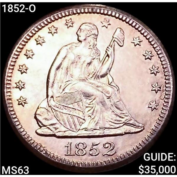 1852-O Seated Liberty Quarter CHOICE BU