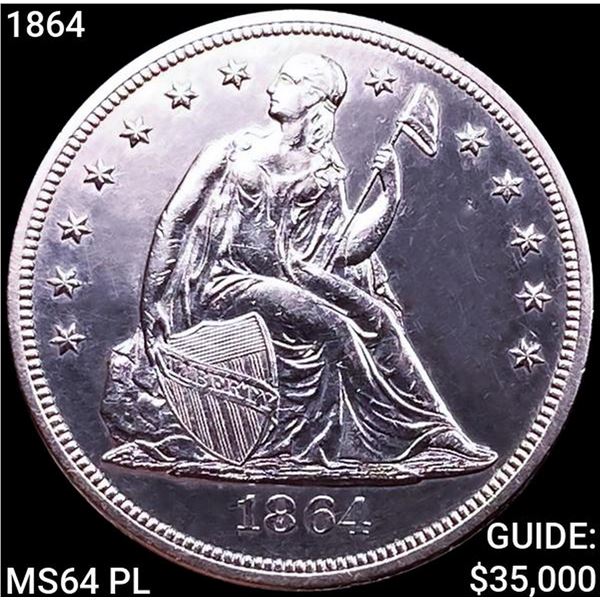 1864 Seated Liberty Dollar CHOICE BU PL