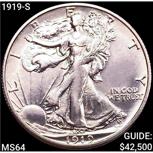 1919-S Walking Liberty Half Dollar CHOICE BU