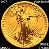 1907 High Relief $20 Gold Double Eagle GEM BU +