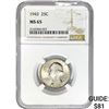 1943 25C Washington Quarter NGC MS65