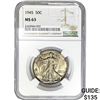 Image 1 : 1945 50C Walking Liberty Half NGC MS63