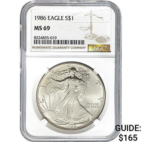 1986 American Silver Eagle NGC MS69