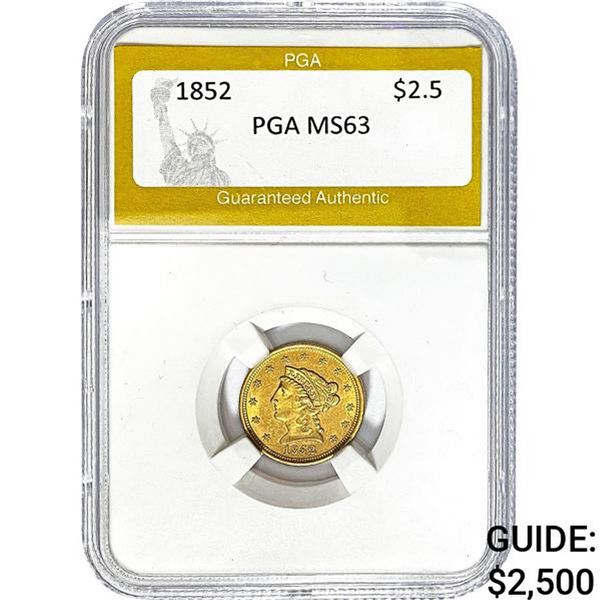 1852 $2.5 Gold Liberty Head PGA MS63
