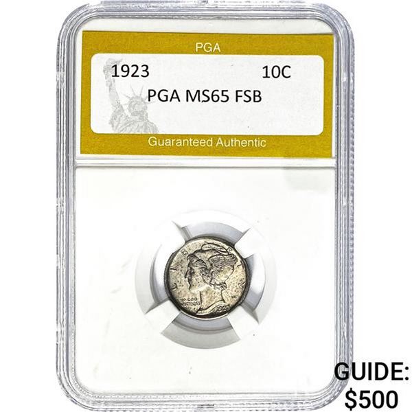 1923 Mercury Dime PGA MS65 FSB