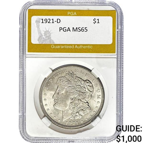 1921-D Morgan Silver Dollar PGA MS65