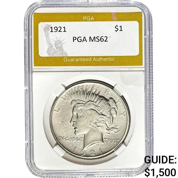 1921 Peace Dollar PGA MS62
