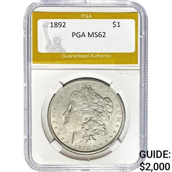 1892 Morgan Silver Dollar PGA MS62