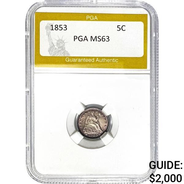 1853 Half Dime PGA MS63