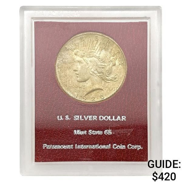 1925 REDFIELD Silver Peace Dollar PICC MS65