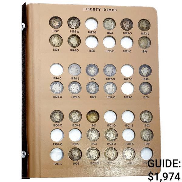 1892-1916 Barber Dime Collection [55 Coins]