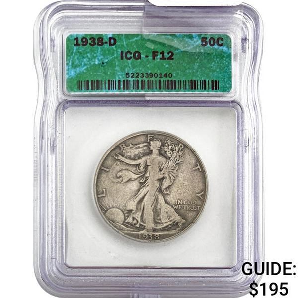 1938-D Walking Liberty Half Dollar ICG F