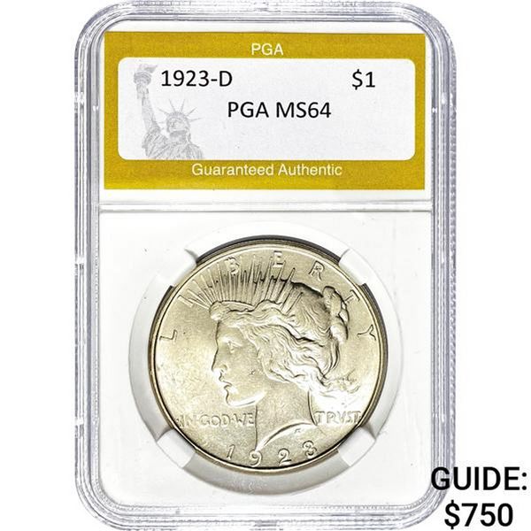 1923-D Peace Dollar PGA MS64
