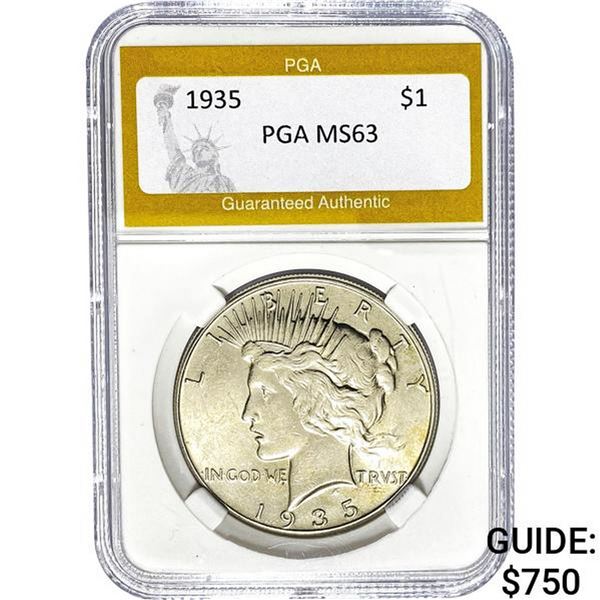 1935 Peace Dollar PGA MS63