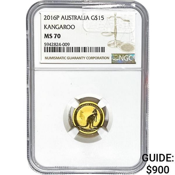 2016P Australia 1/10oz Gold $15 Kangaroo