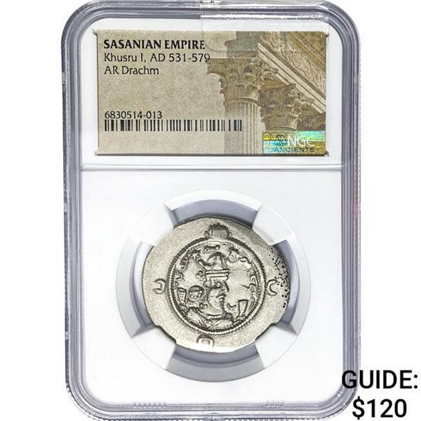 Sasanian Khusru I AD 531-279 Silver Drachm