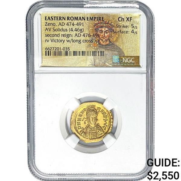 East Roman Zeno AD 474-491 Gold Solidus