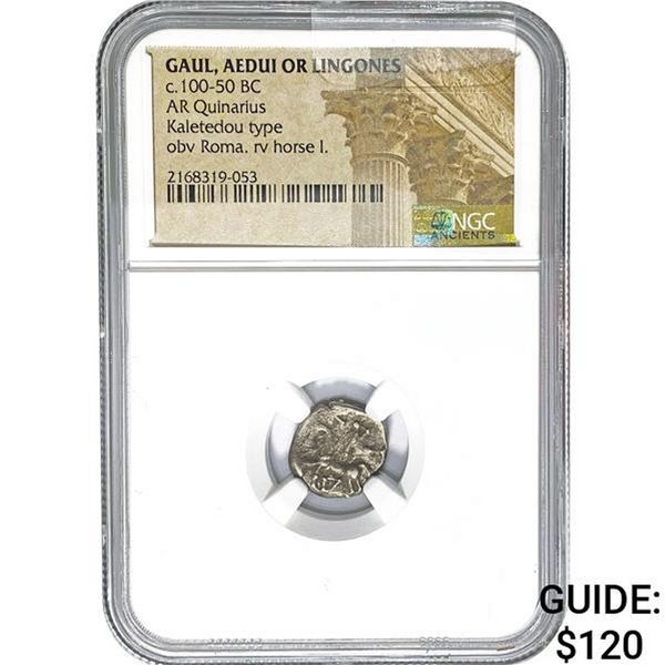 Gaul, Aedui or Lingones c.100-50 BC Silver Quinarius