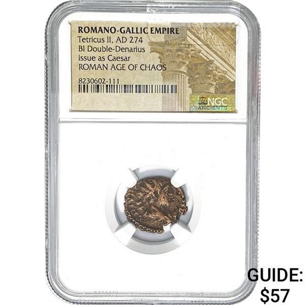 Romano Tetricus II AD 274 BI DBL Denarius