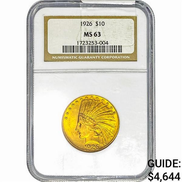 1926 $10 Gold Eagle NGC MS63