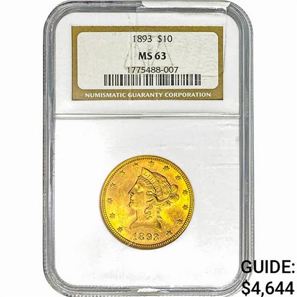 1893 $10 Gold Eagle NGC MS63