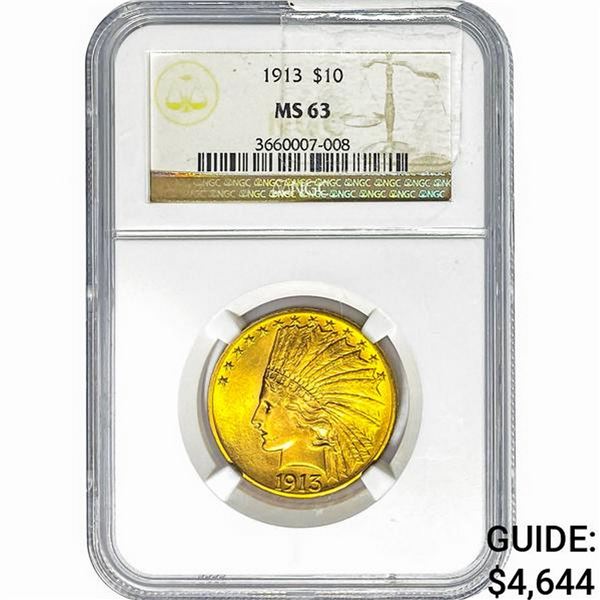 1913 $10 Gold Eagle NGC MS63