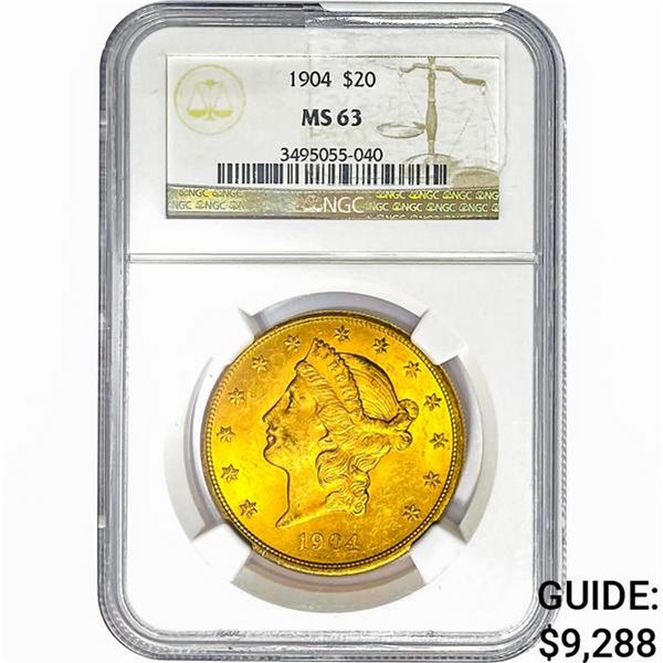 1904 $20 Gold Double Eagle NGC MS63