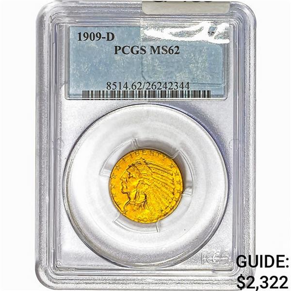 1909-D $5 Gold Half Eagle PCGS MS62
