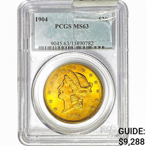 1904 $20 Gold Double Eagle PCGS MS63