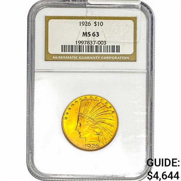 1926 $10 Gold Eagle NGC MS63