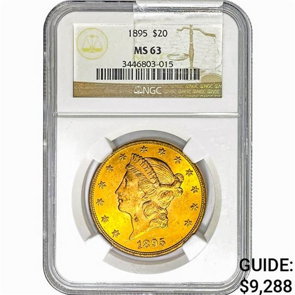 1895 $20 Gold Double Eagle NGC MS63
