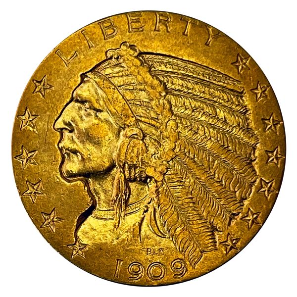 1909 $5 Gold Half Eagle CHOICE BU