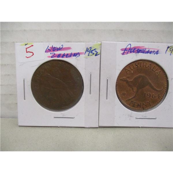 1952 - 1964 NEW ZEALAND AU EF/AU PENNY SET