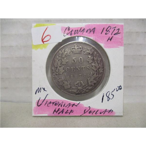 1872H VICTORIAN CANADA HALF DOLLAR