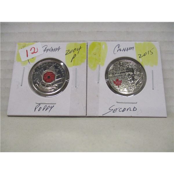 2004 POPPY & 2015 LAURA SECORD PROOF LIKE CANADA QUARTERS