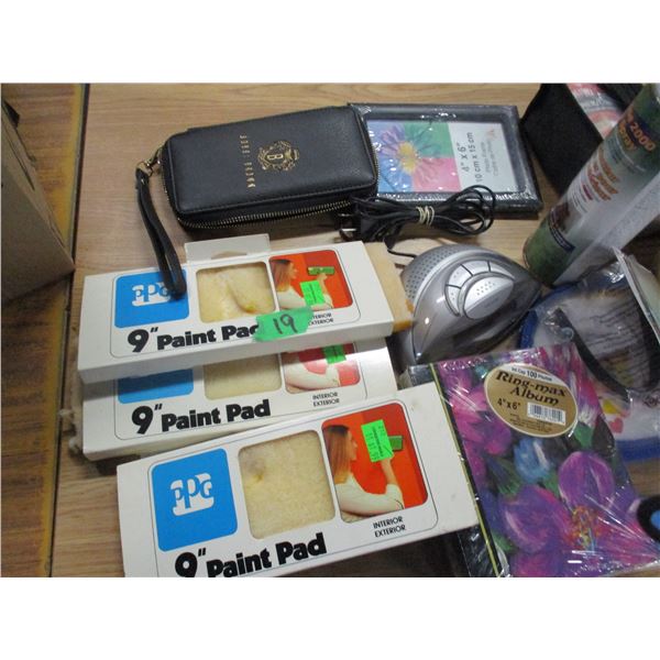 BOX C/W PAINT PADS, FLEA SPRAY, ETC