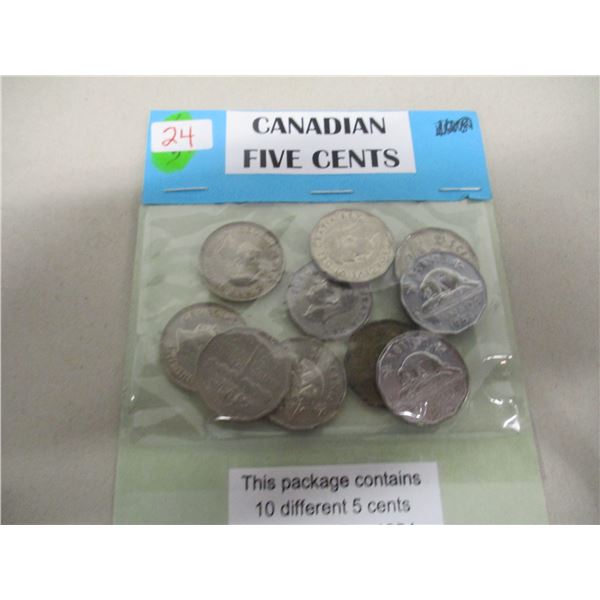 1937 - 1954 CANADA 10 DIFFERENT DATE NICKEL COLLECTION