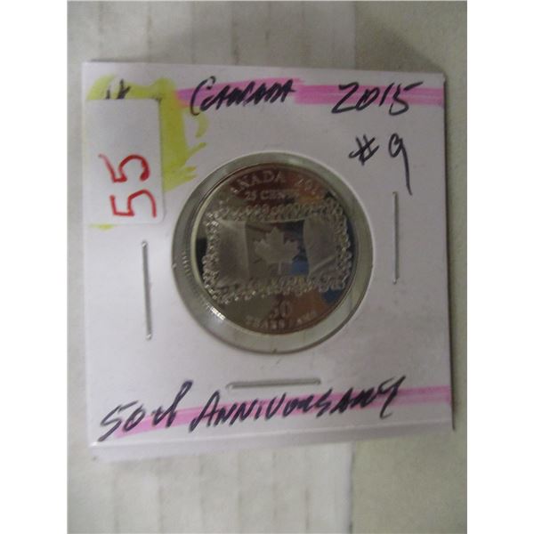 2015 CANADA 50TH ANNIVERSARY FLAG PROOF QUARTER