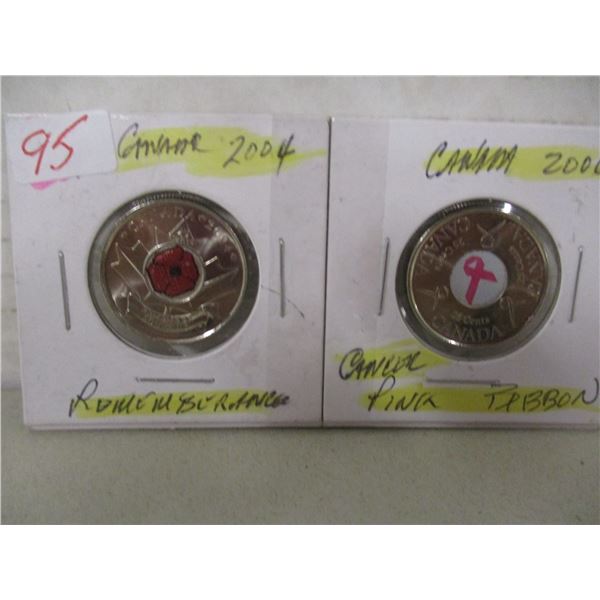 2004 REMEMBERING POPPY & 2005 CANADA PINK RIBBON QUARTER