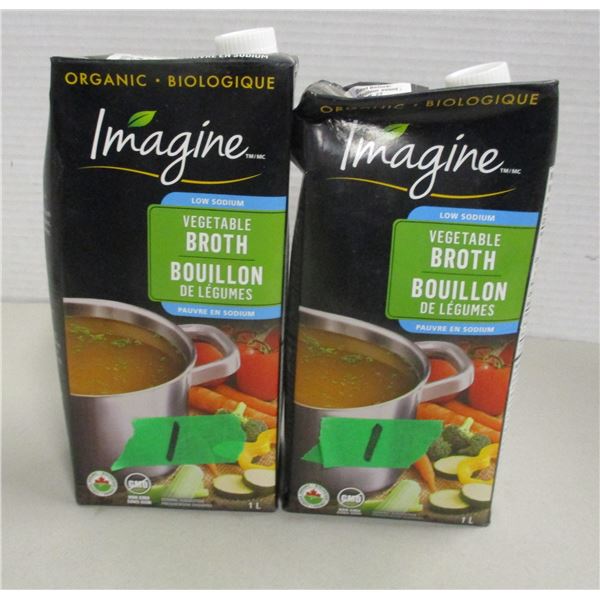 FREIGHT DAMAGE (AS IS):  IMAGINE VEGETABLE BROTH (2 CONTAINERS X 1 LITRE)