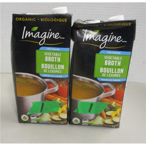 FREIGHT DAMAGE (AS IS):  IMAGINE VEGETABLE BROTH (2 CONTAINERS X 1 LITRE)