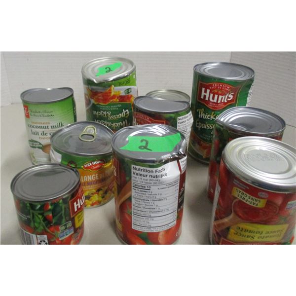 FREIGHT DAMAGE (AS IS):  10 ASSORTED CANS OF FOOD (PASTA SAUCE, TOMATO PASTE, ETC)