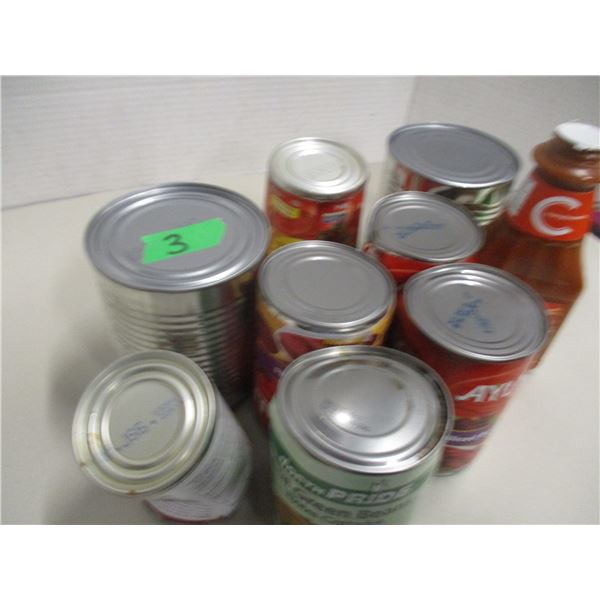 FREIGHT DAMAGE (AS IS);  APPROX. 10 ASSORTED CANS OF FOOD (BEETS, PIZZA SAUCE)