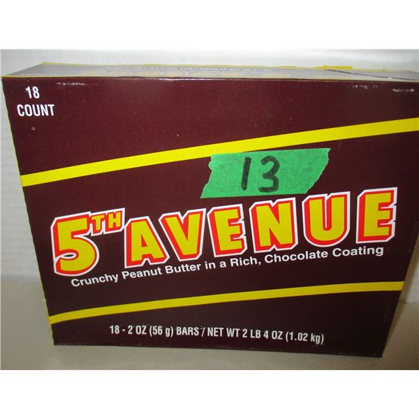 FREIGHT DAMAGE (AS IS):  FIFTH AVENUE CHOCOLATE BARS (18) - BOX