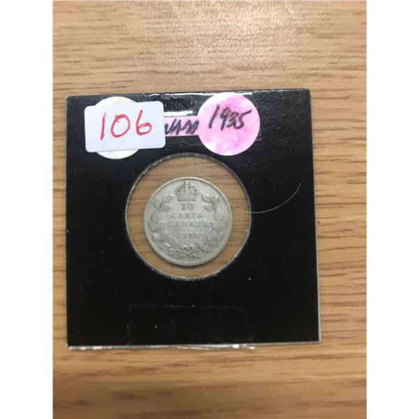1935 KING GEORGE V CANADA SILVER DIME