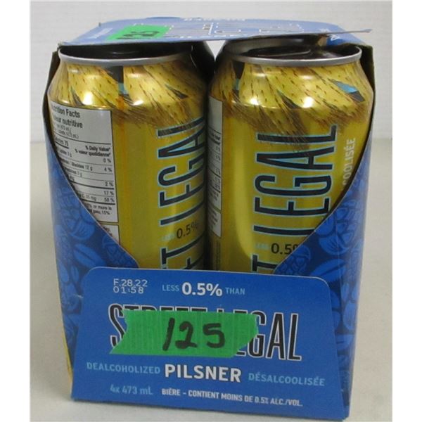 FREIGHT DAMAGE (AS IS):  PILSNER STREET LEGAL DEALCOHOLIZED BEER (4 CANS) - PACK
