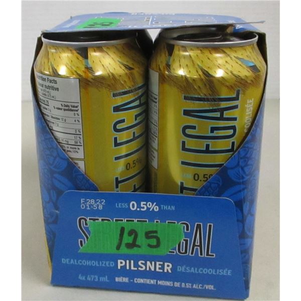 FREIGHT DAMAGE (AS IS):  PILSNER STREET LEGAL DEALCOHOLIZED BEER (4 CANS) - PACK