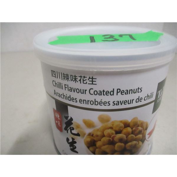 FREIGHT DAMAGE (AS IS):  CHILI FLAVOR COATED PEANUTS (140G) - CAN