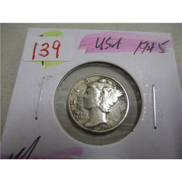 1945 MERCURY USA SILVER DIME
